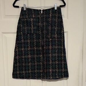 Chic Tweed Plaid Skirt - Black and Green